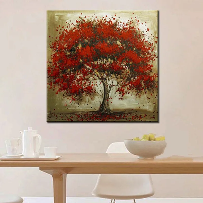 

Gifts Large Red Tree Scenery Painting Modern Home Decor Wall Art Pictures Handpainted Abstract Landscape Oil Paintings on Canvas