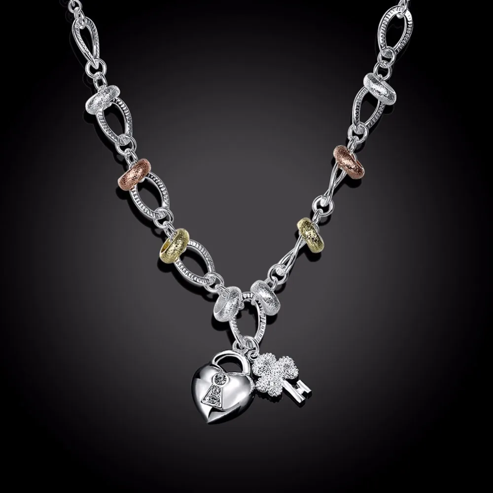 Women's fashion jewelry 18 inch chain 925 pure silver plated charm