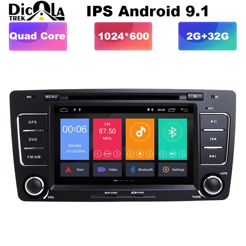 

7" HD IPS Android 9.1 2G+32G 2din HD screen car dvd player gps for Skoda Octavia A5 Yeti Fabia 2008-2013 wifi 4G RDS