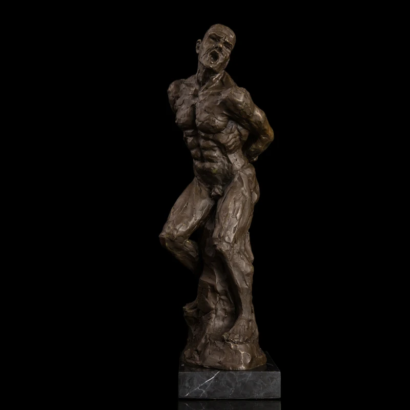 

Arts Crafts Copper Modern Abstract Art Bronze Sculpture Nude Man Body Art Statue Anger Figure Art-Studio Furnishing Articles The