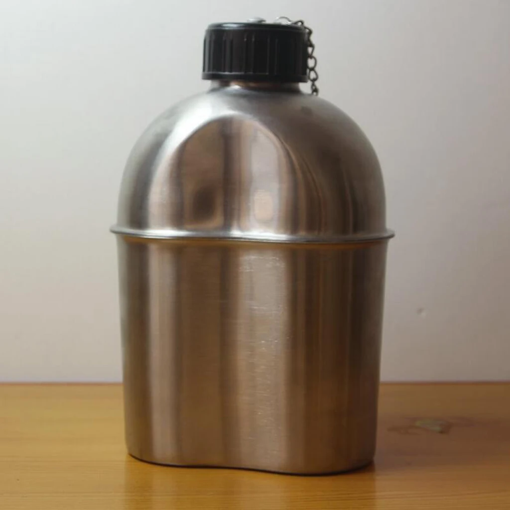 Outdoor Camping Stainless Steel 1L Kettle and 0.6L Water Cup Set for Outdoor Adventures Camping Hiking Picnic BBQ Tableware
