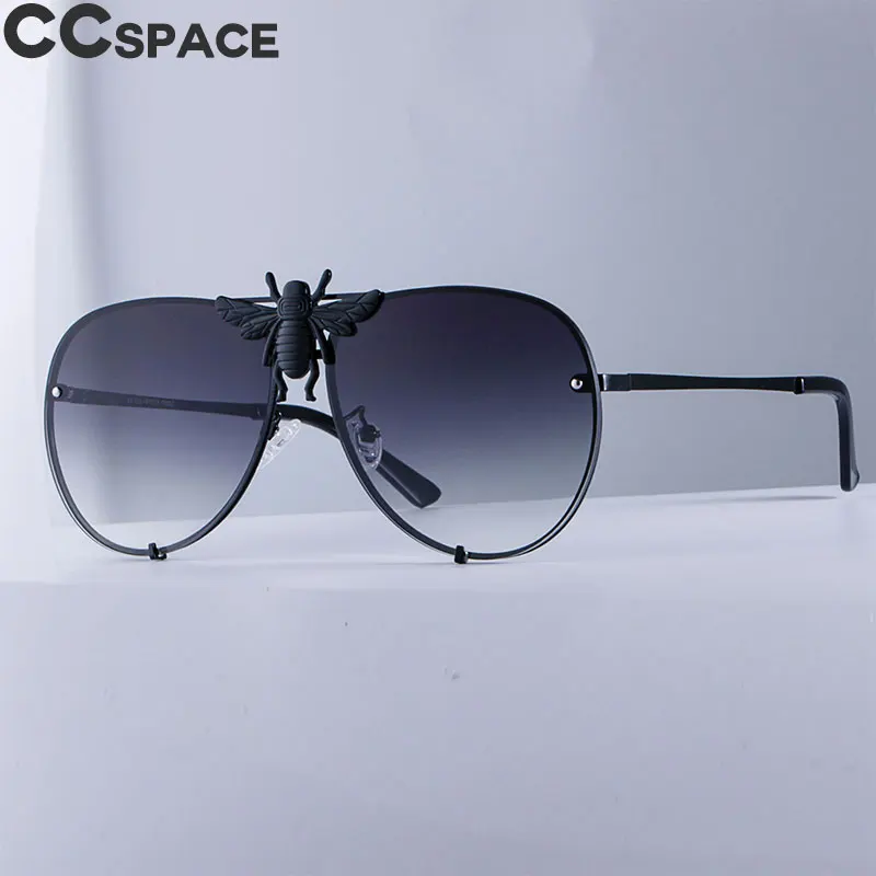 Роскошные солнцезащитные очки Bee Pilot, металлическая оправа, градиентные линзы, UV400, Ретро стиль, для мужчин и женщин, 47850 - Цвет линз: black gray