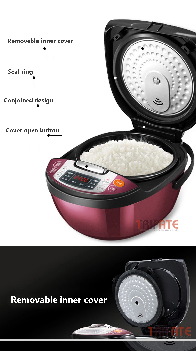 Винно-красная 220 в 750 Вт многофункциональная умная электрическая рисоварка 4л нагревательная скороварка бытовая техника для кухни