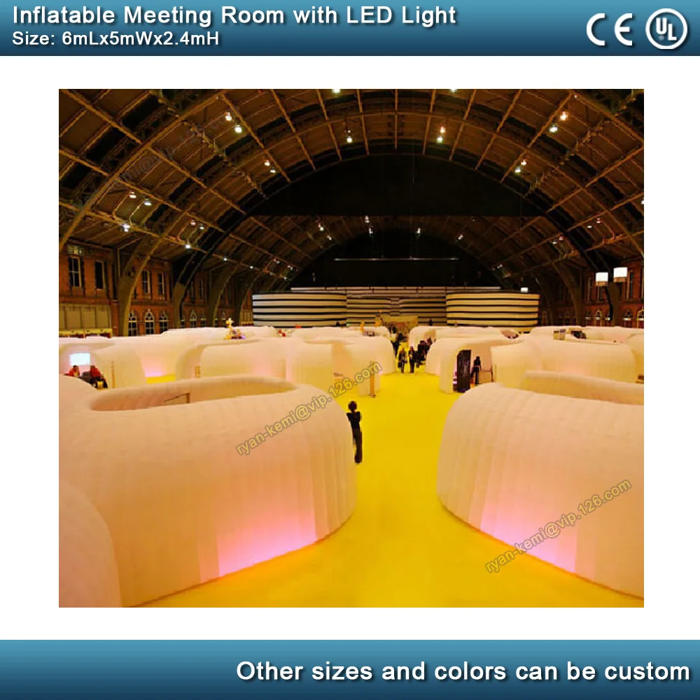 6x5m portable inflatable meeting room LED lighted inflatable office pod small inflatable tent booth inflatable party events tent bar
