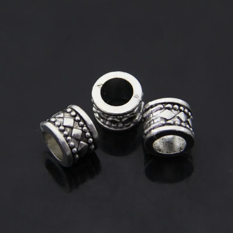 

50pcs/lot Vintage 6mm Metal Big HoleTibetan Silver Bronze Charm Beads for Jewelry Beads fit Bracelet Necklace Jewelry Making