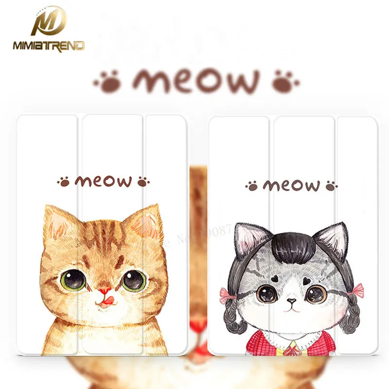 

Mimiatrend Cute Cat Stand Design PU Leather Case for iPad 3 4 2 Smart Cover Smartcover for iPad4 iPad3 iPad2 + Protective film