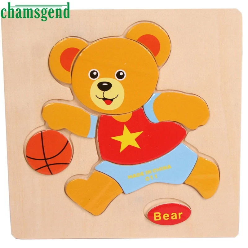 High Quality Wooden Bear Puzzle Educational Developmental Baby Kids Training Toy Aug24