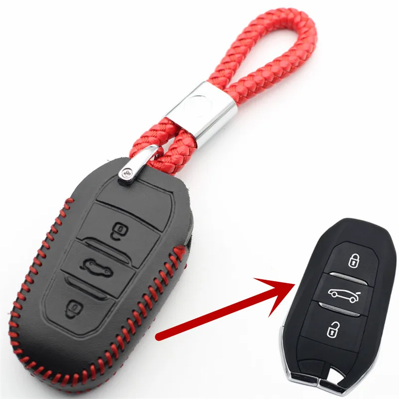 Смарт чехол FLYBETTER из натуральной кожи с 3 кнопками для Peugeot 3008/508/2008/308S/408 Citroen