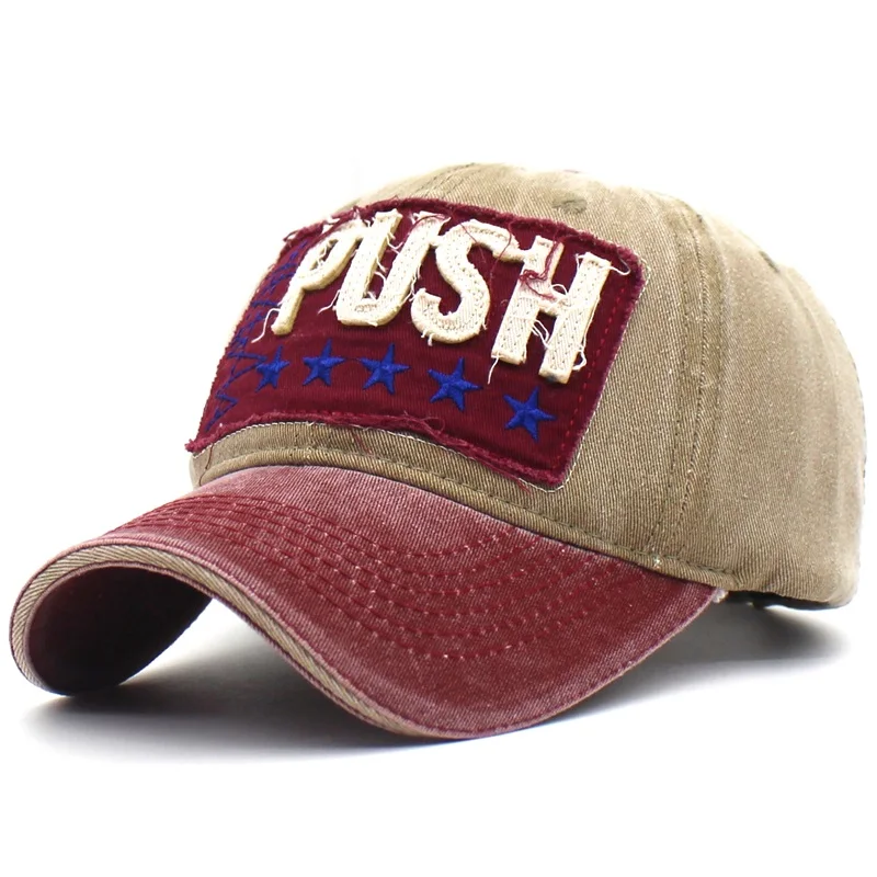 Minhui новая вышитая звезда буквы шляпы для мужчин винтажная Кепка Snapback Женская Повседневная шляпа Gorras промытая хлопковая бейсболка s - Цвет: red and khaki