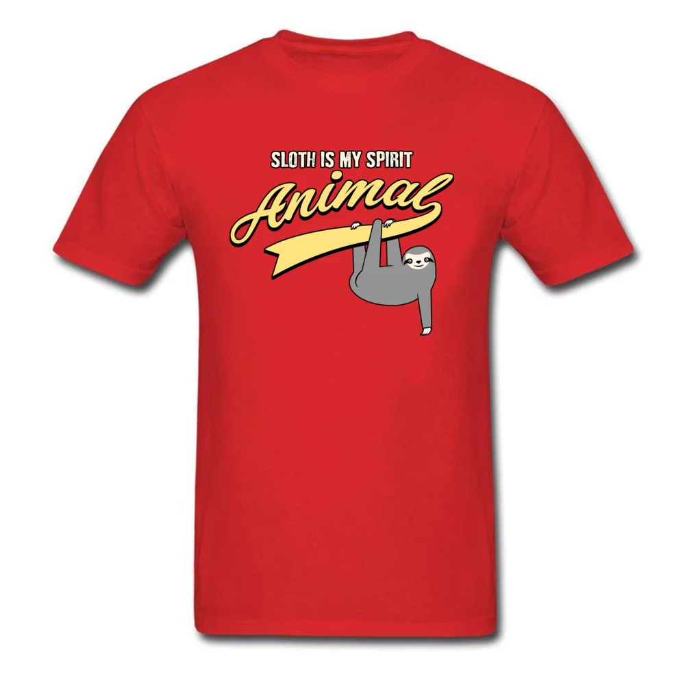 Print Prevailing Short Sleeve Casual T-shirts 100% Cotton Crewneck Mens T Shirt Summer Clothing Shirt Thanksgiving Day Funny Sloth Spirit Animal shirt   men women youth tee shirts red
