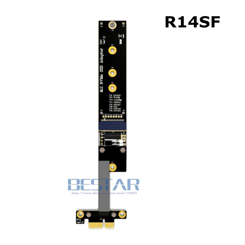 Райзер PCIe PCI e x1 1x к NGFF M.2 M key NVMe SSD адаптер карта удлинитель ленточный 10 см 20 50 80