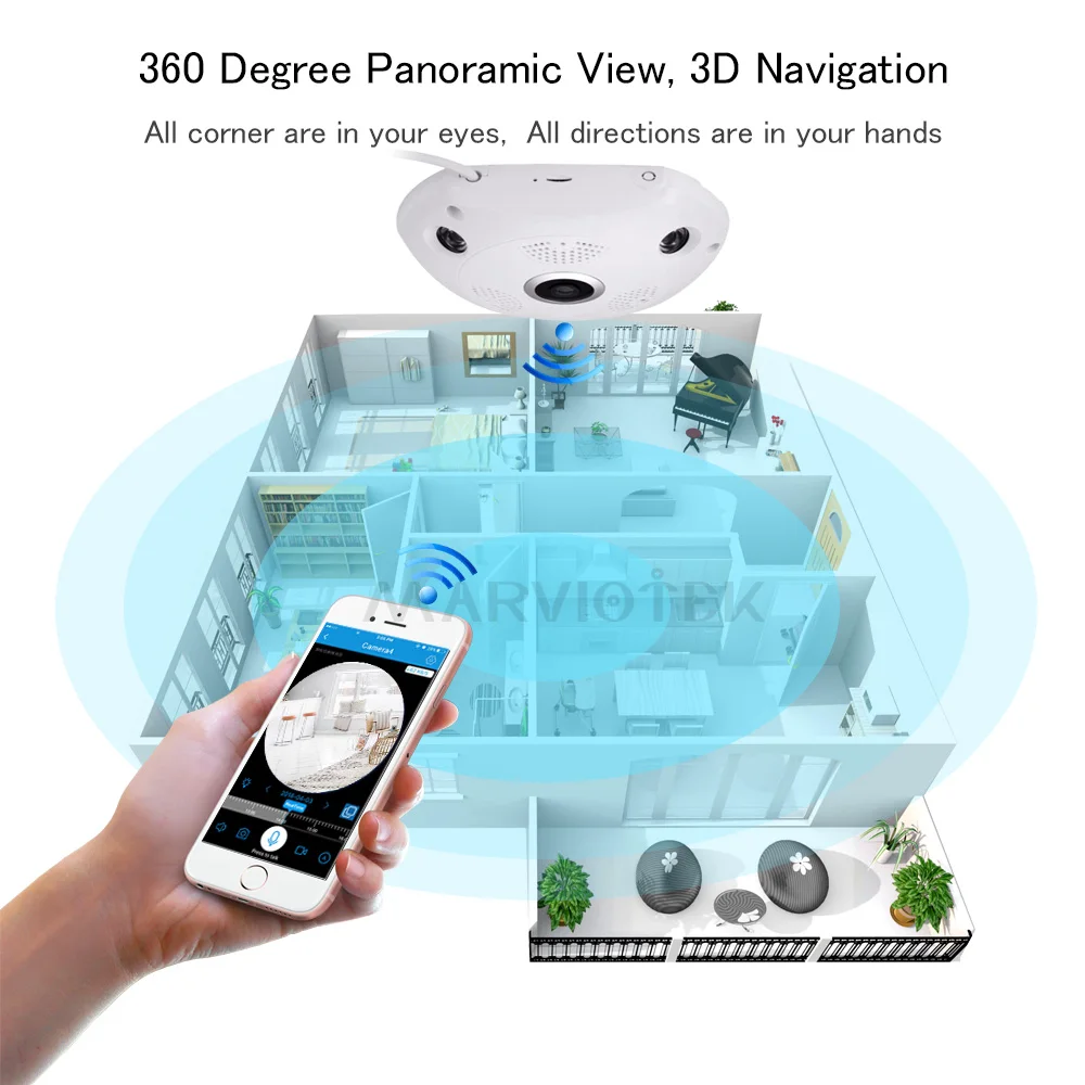 Беспроводная 360 VR IP камера wifi 3MP видеонаблюдения панорамная ip цифровая ptz мини HD