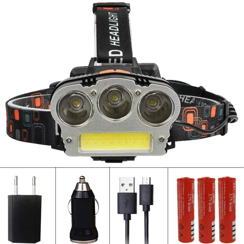 

Litwod z30 15000 Lumen power led headlamp headlight xml 3*T6+COB head flashlight torch USB rechargeable Head lamp For Camping