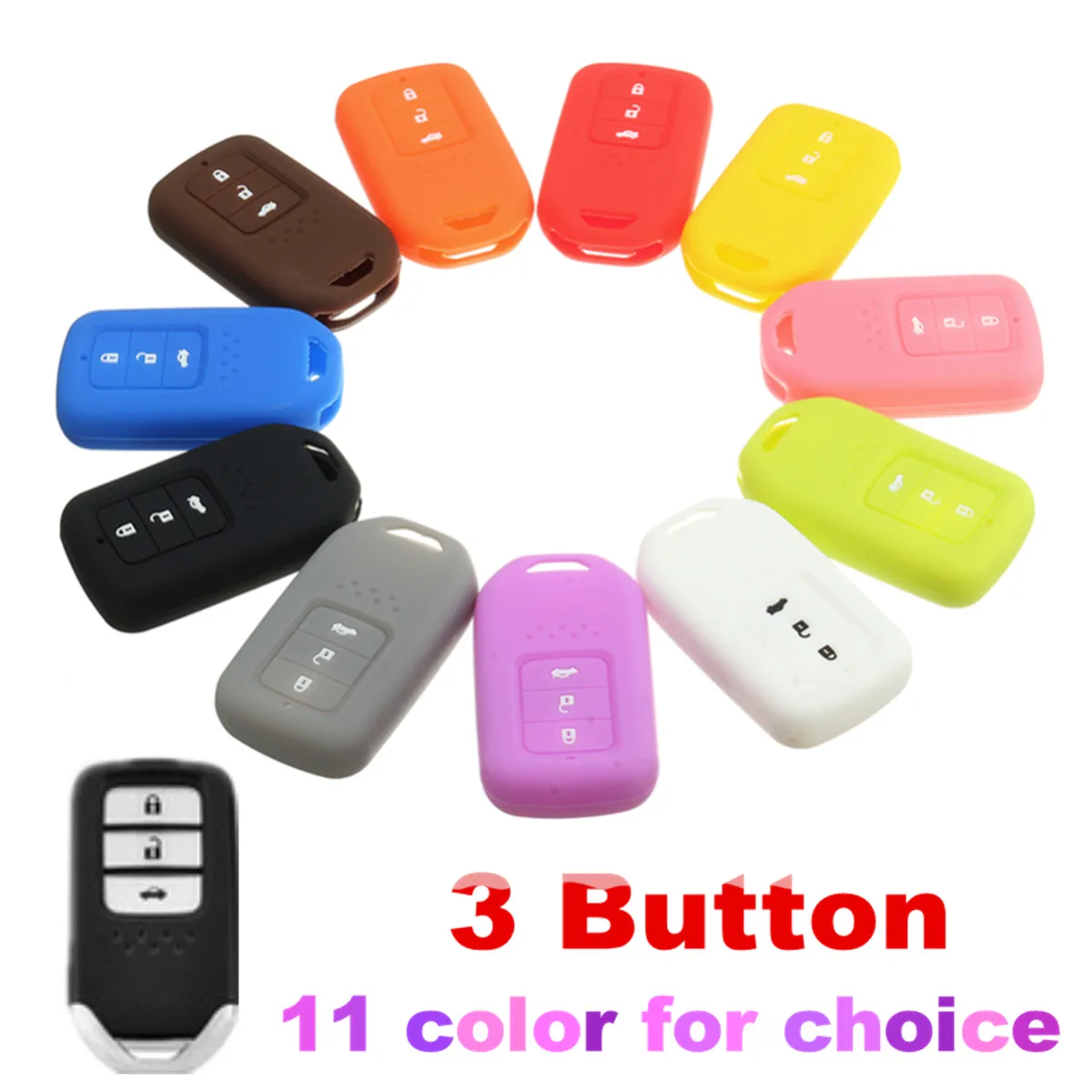 

Silicone 3 Button Car Smart Remote Key Case Fob Cover For Honda Jade Vezel