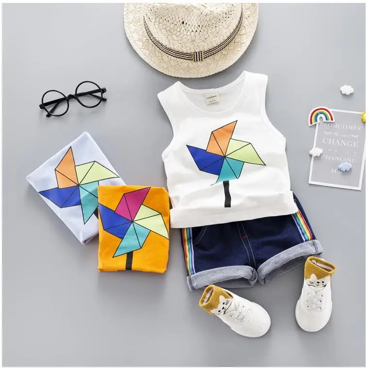 

ZWXLHH 2019 Summer Baby Boys Short Clothing Sets Toddler Infant Clothes Suits Vest + Pants Children Kids Shorts Suit