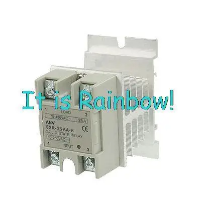 

Free Shipping AC to AC SSR Solid State Relay 25A 80-250V AC / 75-480V AC w Heat Sink