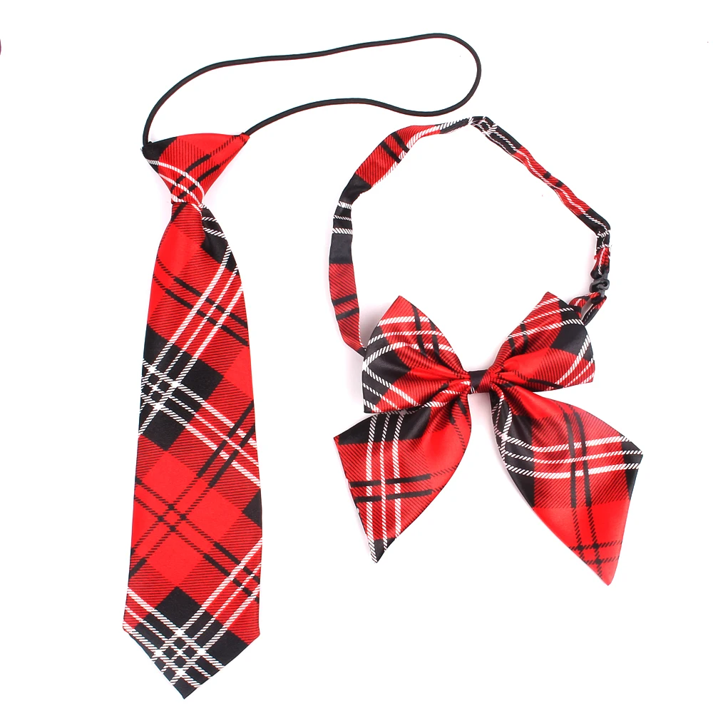 Rubber String Necktie For Girls and Boys Polyester Plaid Neck Tie for Children Suits Skinny Ties Slim Men Tie Gravatas woven necktie necktie set