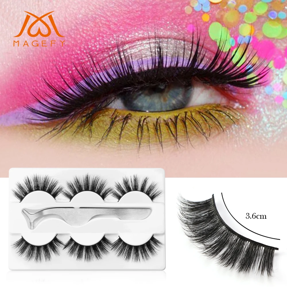 

3 Pairs 3D Mink Eyelashes Handmade Crossing Lashes Natural Dramatic Volume Eyelashes Extension False Eyelashes