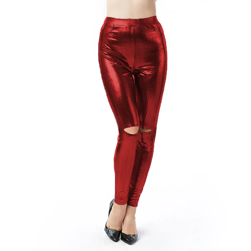 HOUZHOU Sexy-Club 2019 New High Waist Leggings Pencil Pants Women Skinny Slim Hole Ankle Length Trousers Summer Fashion Sequin HOUZHOU Sexy-Club 2019 New High Waist Leggings Pencil Pants Women Skinny Slim Hole Ankle Length Trousers Summer Fashion Sequin