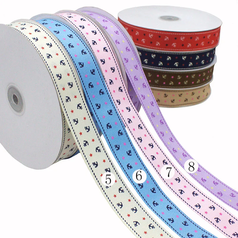 

[IuBuFiGo] 3/8"(9mm) Anchor Ribbon Grosgrain Printed Packing Boat Tape 100yard/lot Wholesale Free Shipping
