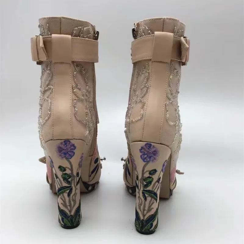 Con rosado Remaches Del Plataforma Rosa Bordado Botas Mujeres Mujer Tobillo Cuero Genuino Otoño Jady De Talón Las Alto Negro Zapatos Cordones wqR7O4X6x