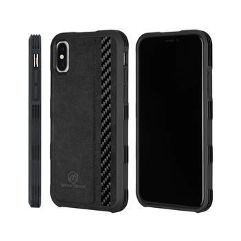 

2018 Newest Anti Shock Case for iPhone X Alcantara + Real Carbon Fiber Luxury Premium Cover