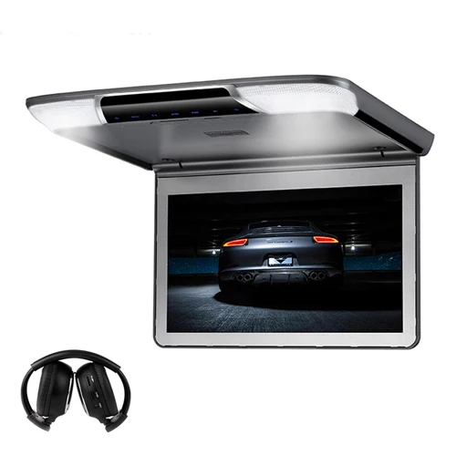 11,6 дюймовый потолочный телевизионный 1920x1080 Full HD Автомобильный крыша экран откидной DVD плеер с HDMI/USB/SD/IR/FM передатчик MP5 дисплей - Цвет: Grey with headphone