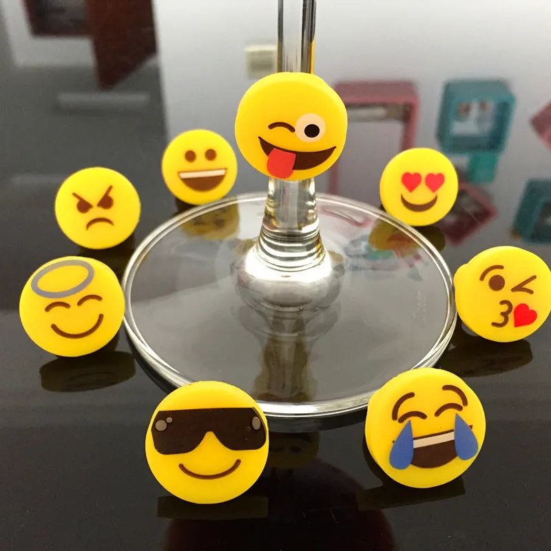 

Silicone Emoji Wine Charms for Stemware Glasses, Universal Drink Markers with clip--set of 8pcs
