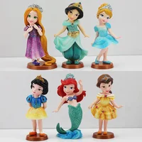6 шт./лот фигурка принцессы игрушки Белль Золушка Белоснежка запутанная Русалка Рапунцель Ариэль детская модель принцессы куклы - изображение