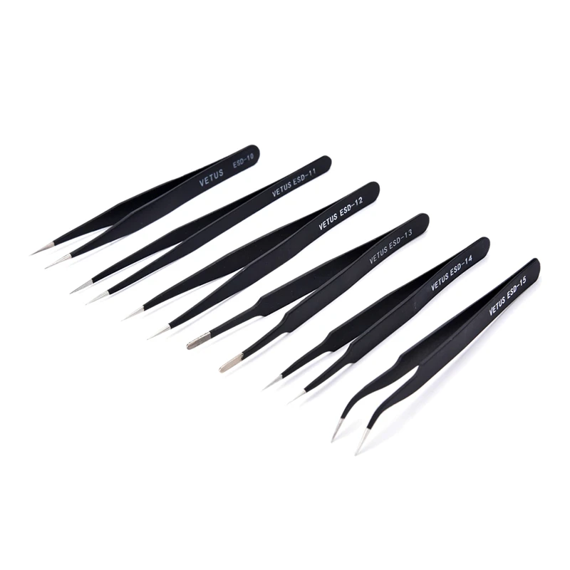 

One Or 6Pcs/Set Stainless Steel Tweezers Anti-static Electronic Components Tweezers Corrosion Resistant Maintenance Repair Tools