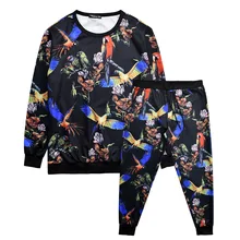 Красивый 3D узор бабочки Модный пуловер с круглым вырезом толстовки и брюки комплект осень и зима толстовки оверсайз для мужчин 7XL