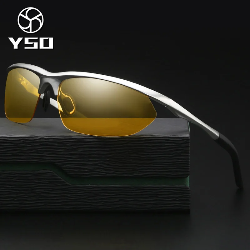 

YSO Night Vision Glasses Men Aluminium Magnesium Frame Polarized Night Vision Goggles For Car Driving Anti Glare Glasses 8124