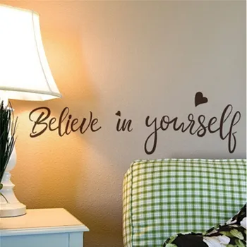 

New Removable Home Decor DIY Wall Art Believe In Yourself Letter Pattern Wall Sticker PVC Living Room Decals