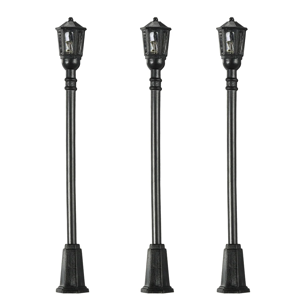 

20Pcs 1:100 Scale Metal Park Courtyard Lanterns Model Streets Lamp Modelmaking Hexagonal Single-head LED Lights Model Toys 3V