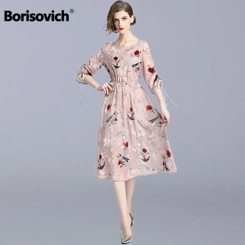 Женское платье трапециевидной формы Borisovich повседневное элегантное с цветочным
