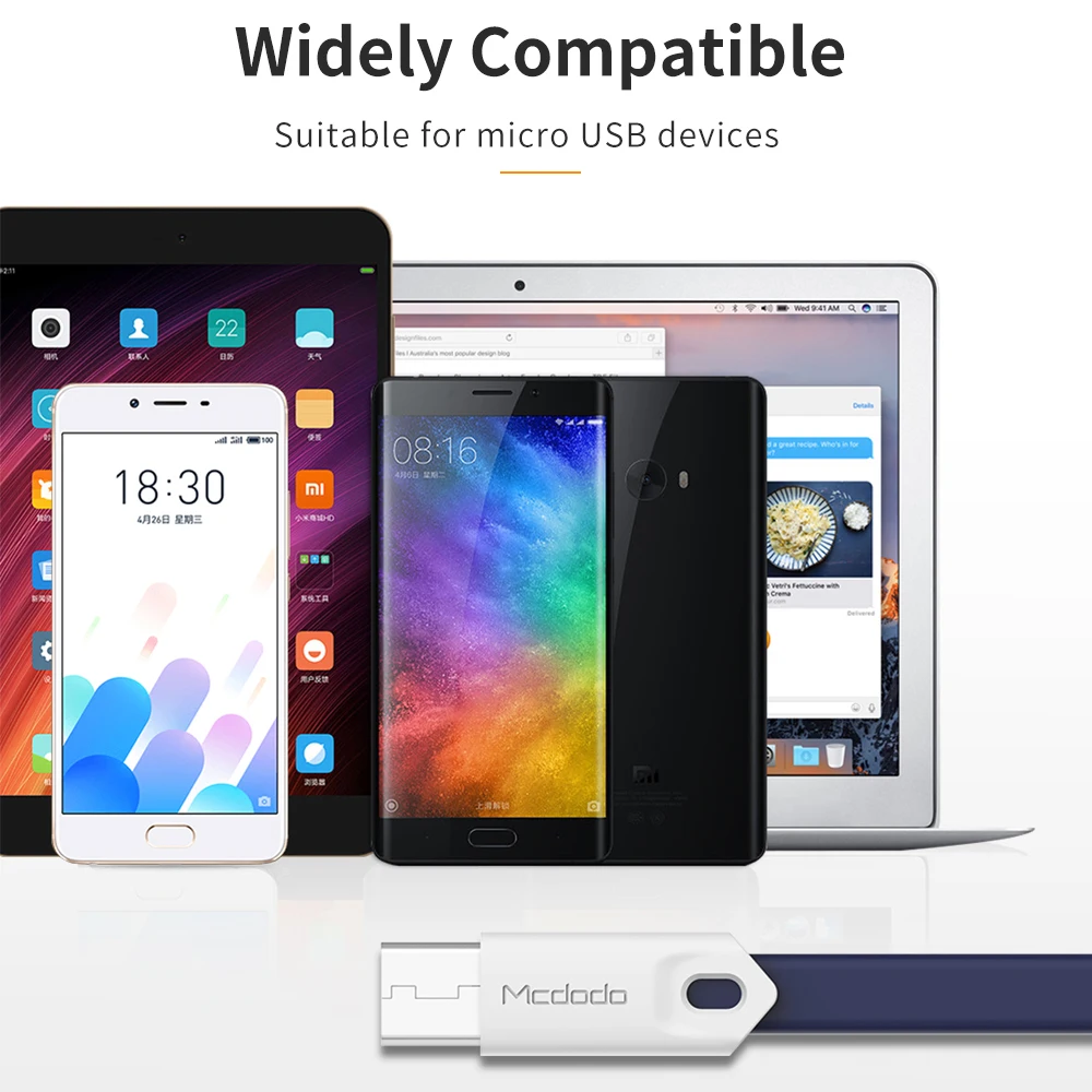 Mcdodo Micro USB Cable de carga rápida Android Cable de datos USB 0,25 m 1 M 5 V 2.4A para Samsung HTC HUAWEI Xiaomi cable de teléfono móvil