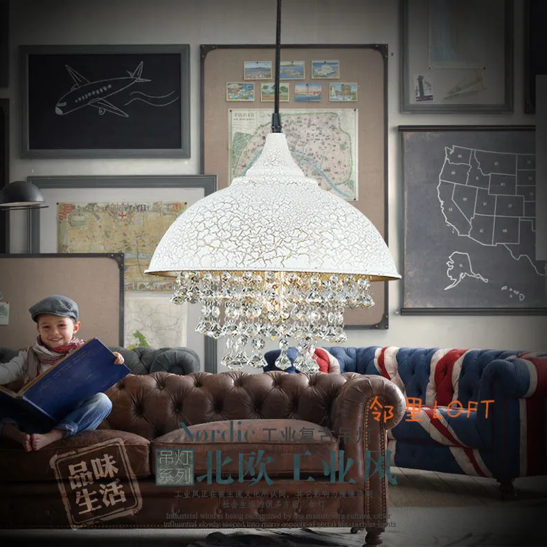 

loft Vintage American country loft industry crystal iron retro pendant light restaurant aluminum pot hanging light lamp