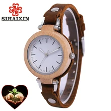 Luxury Unique Bamboo Wooden Women White Watch Bracelets Soft Leather Quartz Wrist Watches Ladies Clock With Gift Box Drop Shippi Luxury Unique Bamboo Wooden Women White Watch Bracelets Soft Leather Quartz Wrist Watches Ladies Clock With Gift Box Drop Shippi