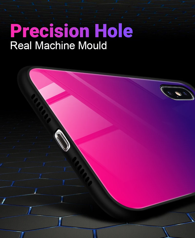 Hisomone Gradient Color Phone Case For iPhone 6 6S 7 8 Plus X Xs Max Xr Glass Silicone Back Case For iPhone 7 6 S Cover Conque