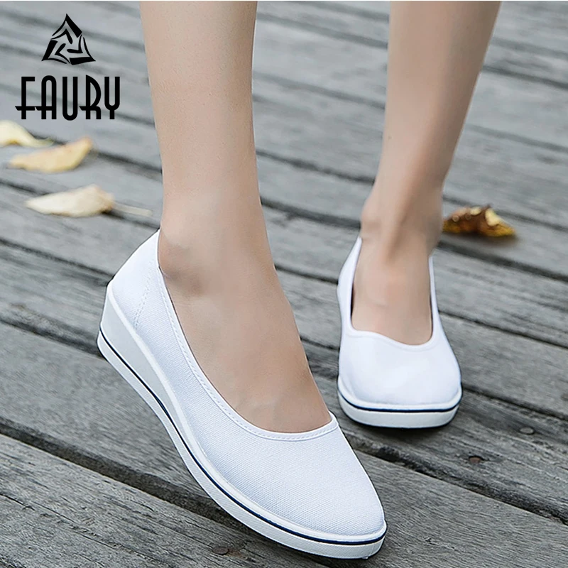 

Nurse Black White Hospital Medical Surgical Work Shoes Female Slope Soft Sole Non-slip Single Shoes Beauty Salon Work Footwear