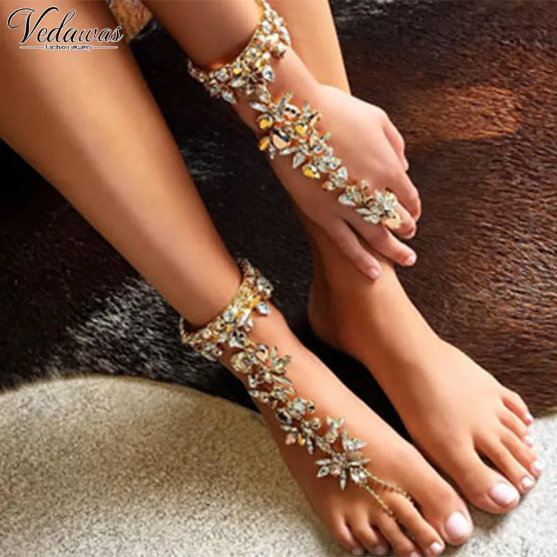 

Vedawas 2017 Fashion Ankle Bracelet Wedding Barefoot Sandals Beach Foot Sexy Jewelry Female Boho Crystal Anklet 1pcs 1734