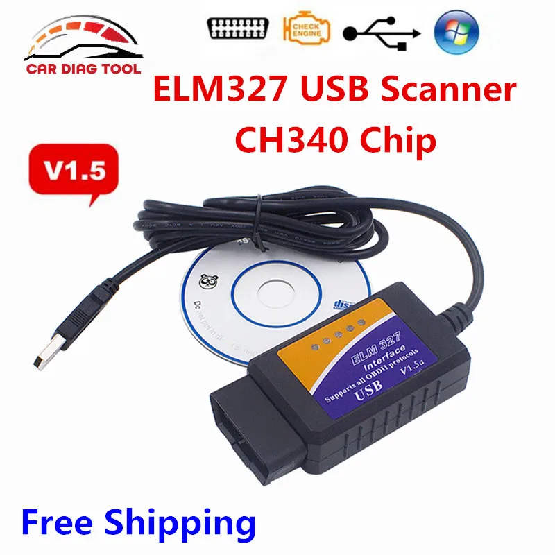 ELM327 V1.5 OBD2 II Interface USB Can-Bus Car Diagnostic Auto Scanner Tool V1.5a 