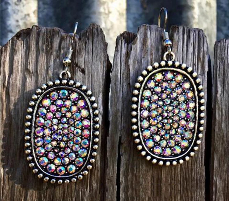 

Bohemian Large Oval Vintage Earrings Full Shiny Cubic Zirconia Micro Pave CZ Drop Earrings For Women Gift Tribal Jewelry Z4P105