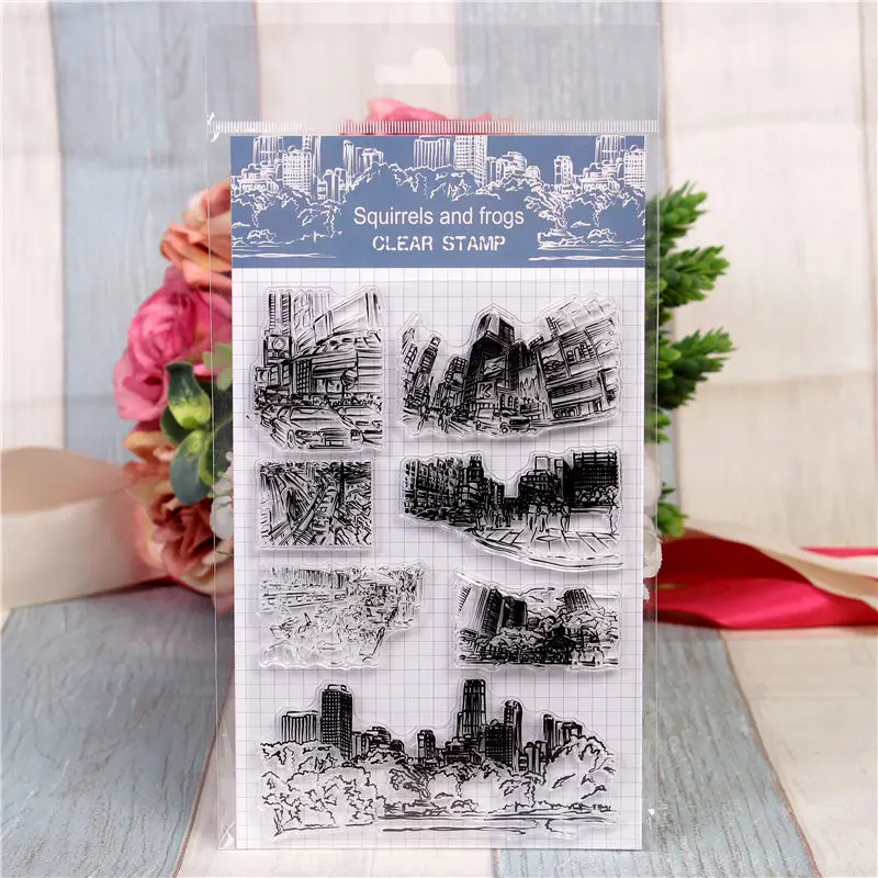 

Rubber Silicone Clear Stamps for Scrapbooking Tampons Transparents Seal Background Stamp Card Making Diy city landscape Stempel