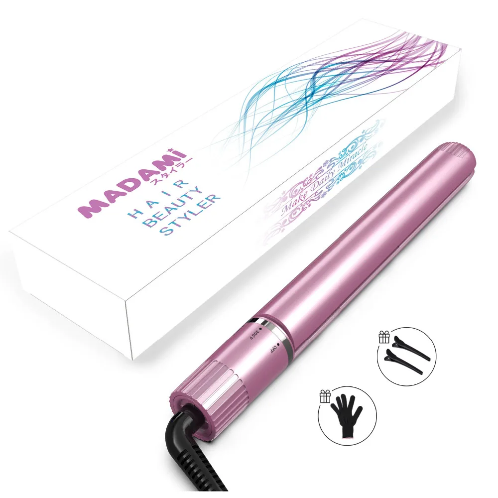 

MADAMI 2 In 1 Curling And Straightening Iron All Hair Types No Damaging Ceramic Plates Adjustable Temperature Rotating Flat Iron