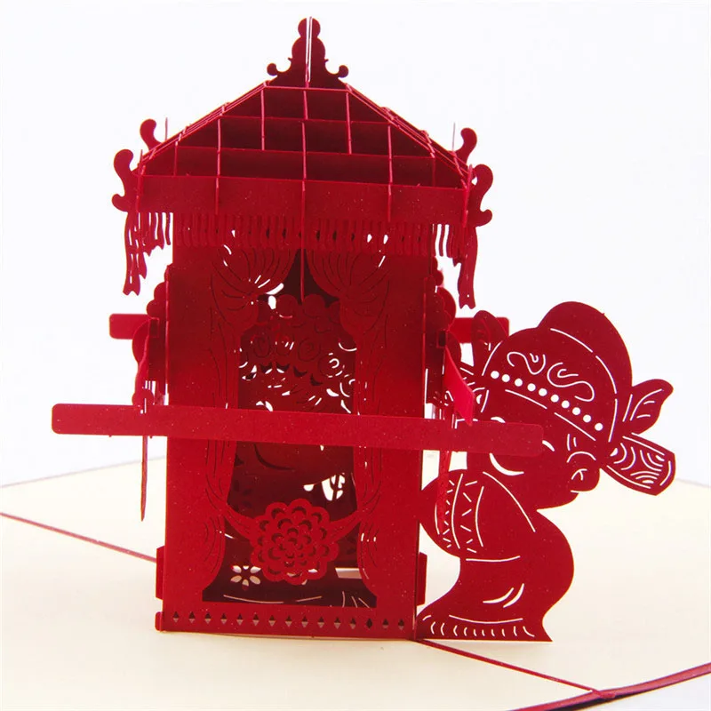  3D Laser Cut Handmade Chinese Style Bridal Sedan Chair Paper Invitation Greeting Cards PostCard Wed - 32791417397