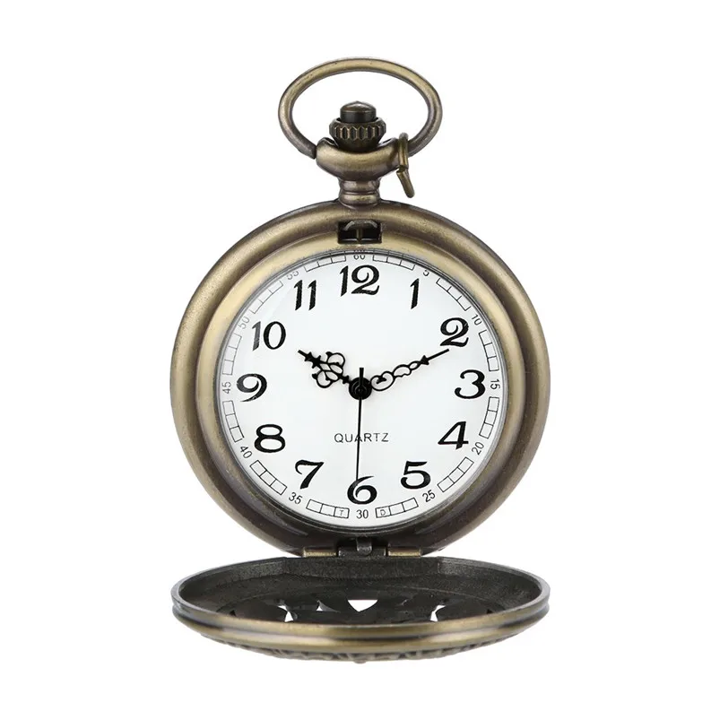 Men Bronze Pocket Watch Personalized Pattern Steampunk Vintage Quartz Roman Numerals Pocket Watches For Grandpa Dad D21 (5)