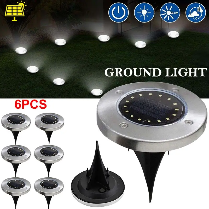 Garden & Patio 2 4 6x FLUSH STAINLESS STEEL ROUND SOLAR GROUND LED