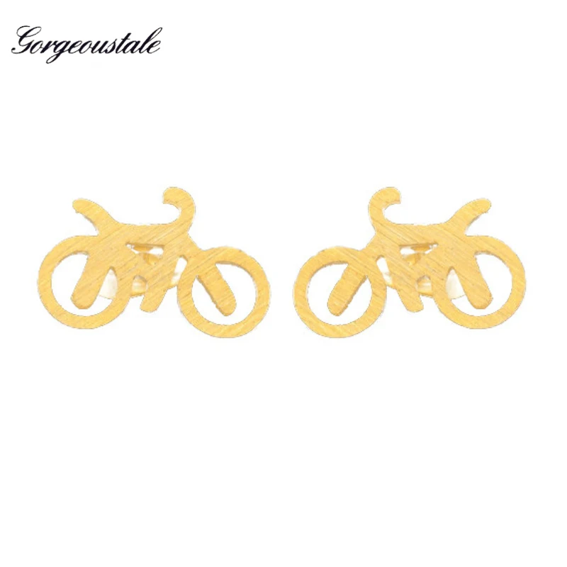 Gorgeous Tale Stainless Steel Earings Fashion Jewelry Bicycle Stud Earrings For Women Gold Color Silver Bff Gifts