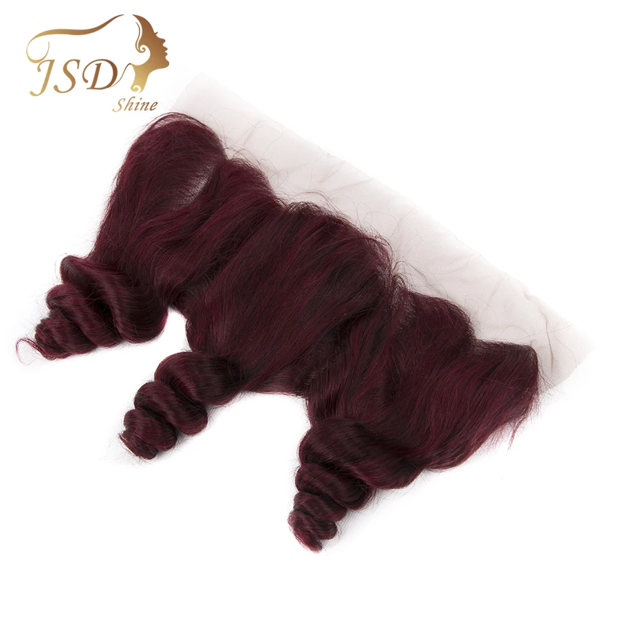 

JSDShine Burgundy Brazilian Loose Wave Frontal Closure Non Remy Human Hair Frontal 99j 13x4 Lace Frontal Closure With Baby Hair